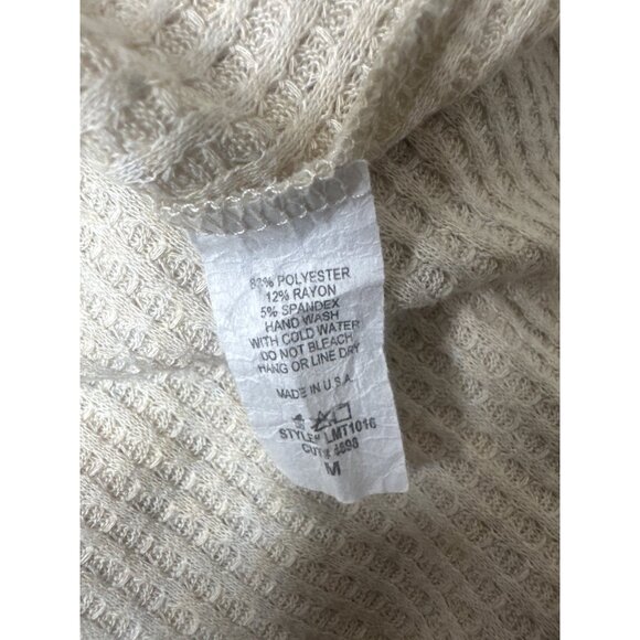 Lovely Melody Womens Beige Waffle Knit Peplum Button Top Size M Oversized - Picture 5 of 7